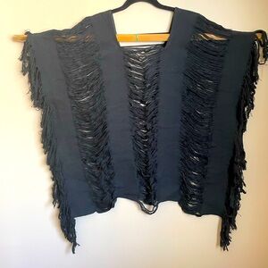 Handmade black cotton beach cover up